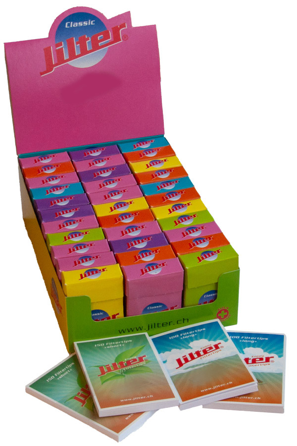 Classic-Jilter® Display-Box mit 33 Klick Schachteln mit je 42 Jilter® plus Filtertips